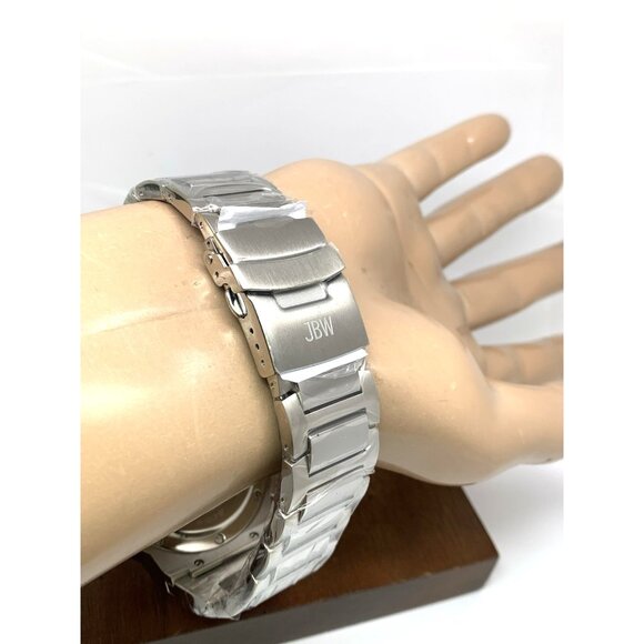 JBW Men's Watch JB-6101-M Saxon Swiss Quartz Diamond Blue Dial Silver Steel 48mm - Picture 10 of 14